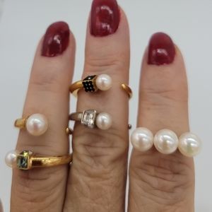 Vita Fede 24k Gold-Plated Ring with  White Pearls Swarovski Crystals New